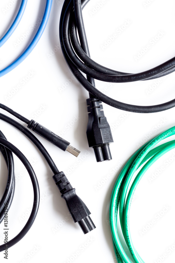 concept network internet cable on white background top view