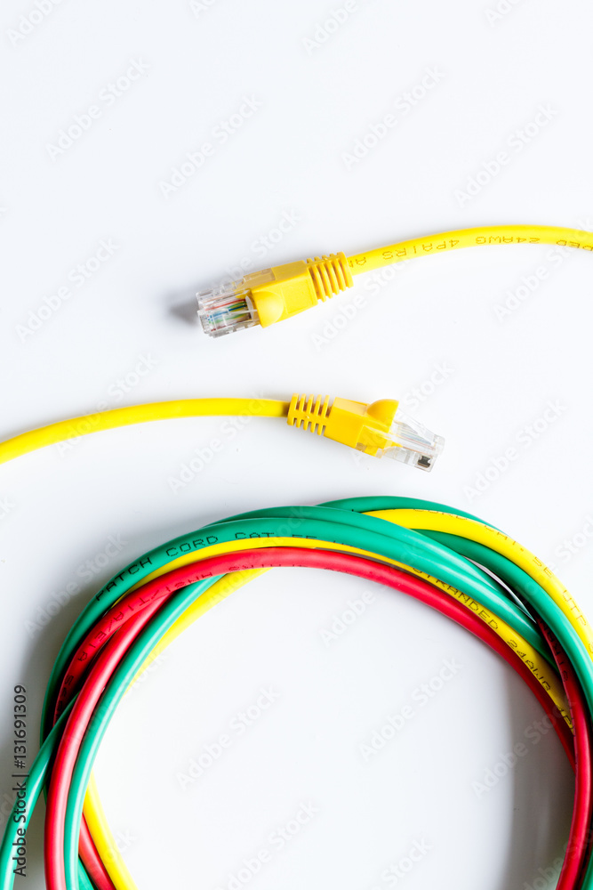 concept network internet cable on white background top view