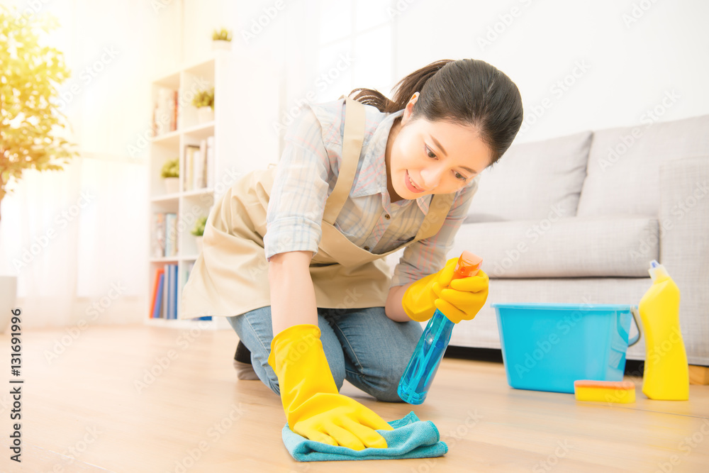 housewife woman wash the floor