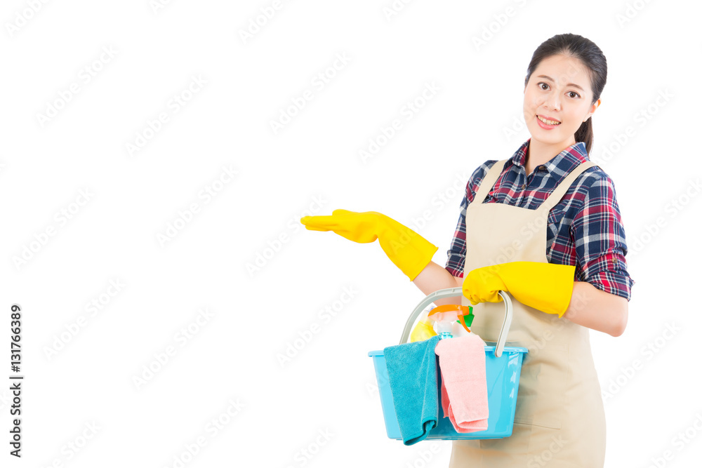 cleaning service with presenting gesture