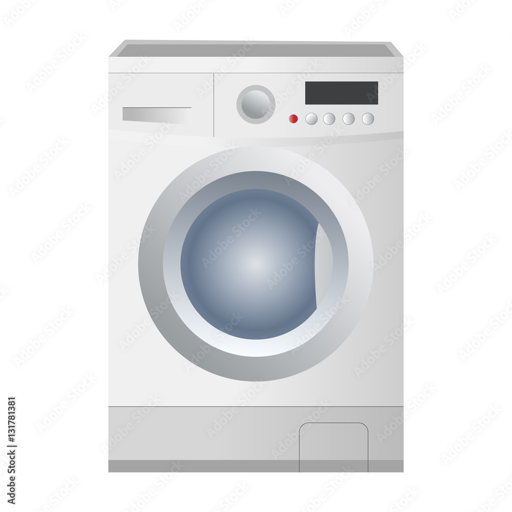 Realistic white washing machine isolated. Vector illustration