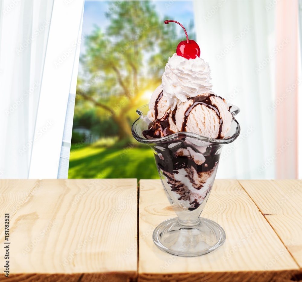 Ice cream sundae.