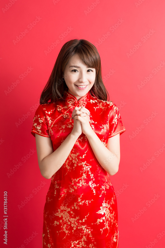 beauty woman wear cheongsam