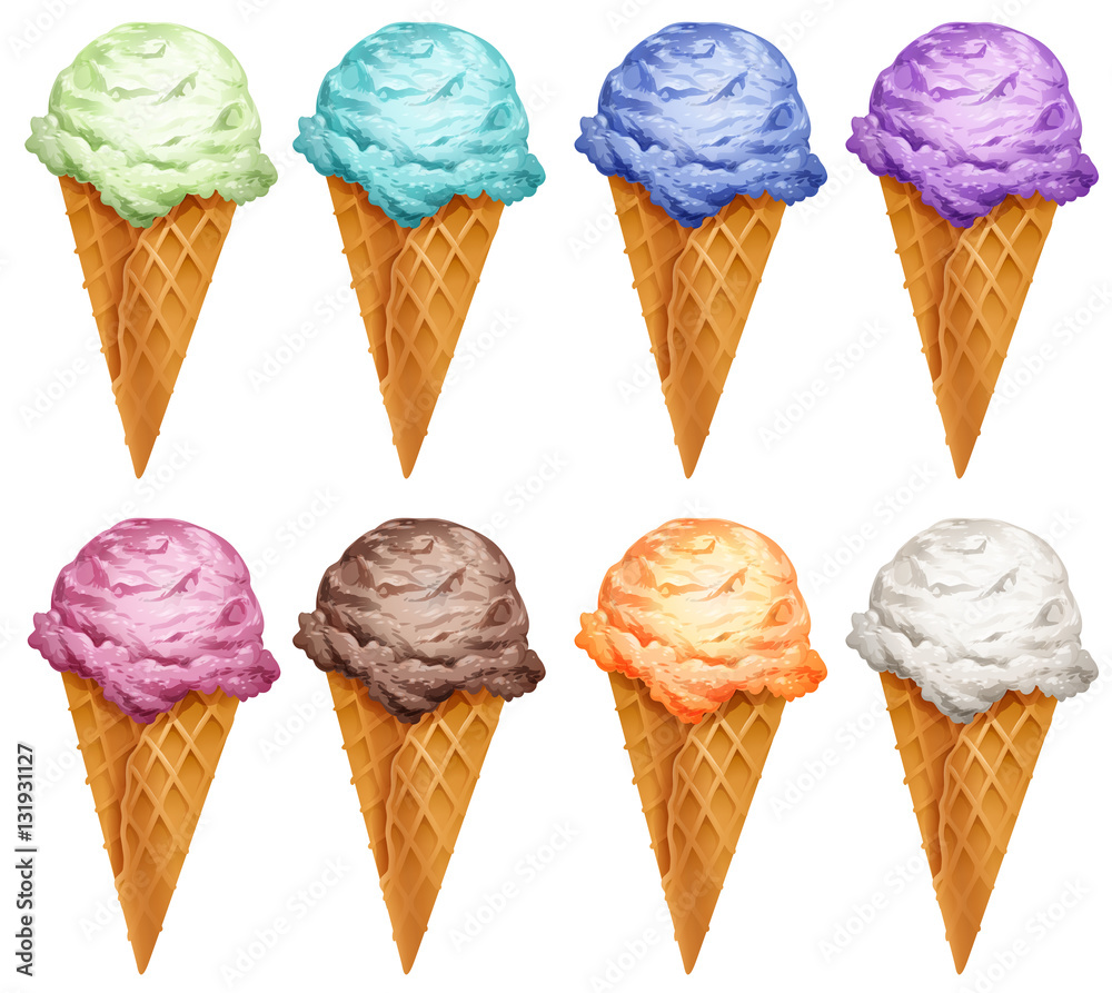 Set of icecream in different flavors