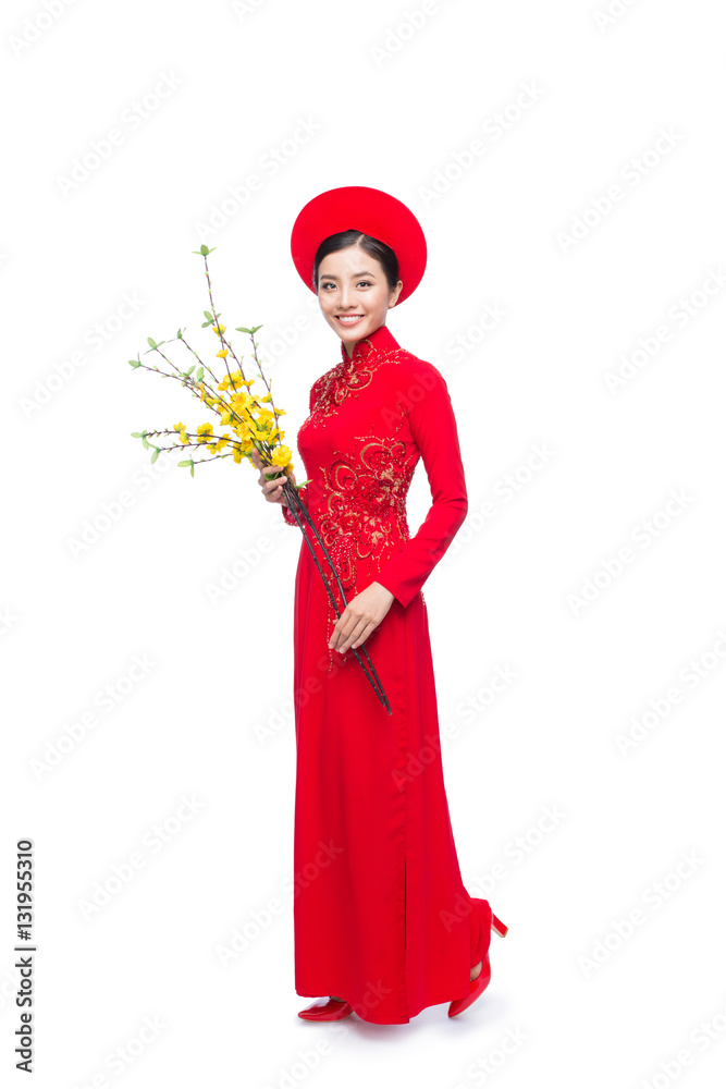 Young vietnamese woman in Ao Dai Dress 