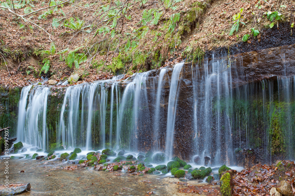 Shiraito Waterfall in autumn season ,  is located in the forests north of downtown Karuizawa , Japan