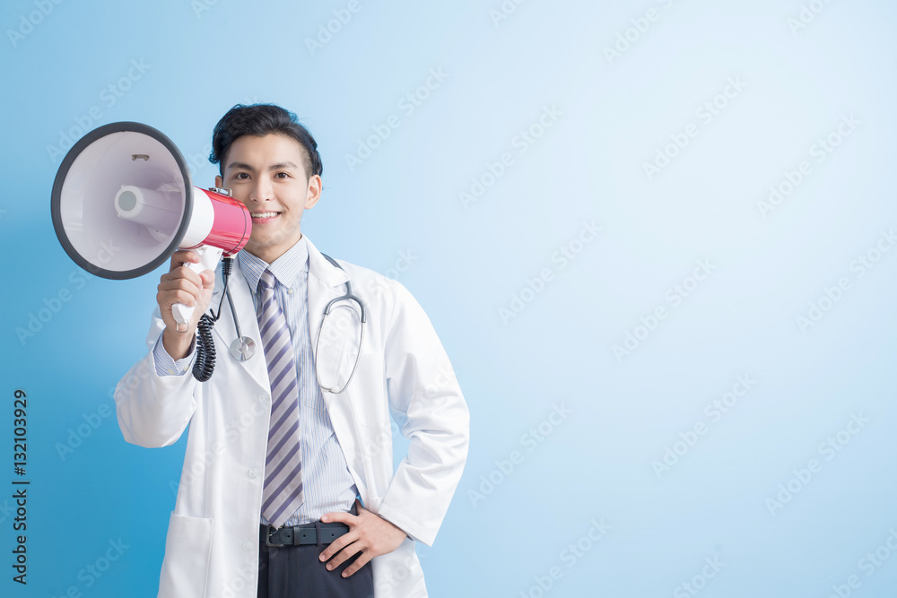 male doctor take microphone