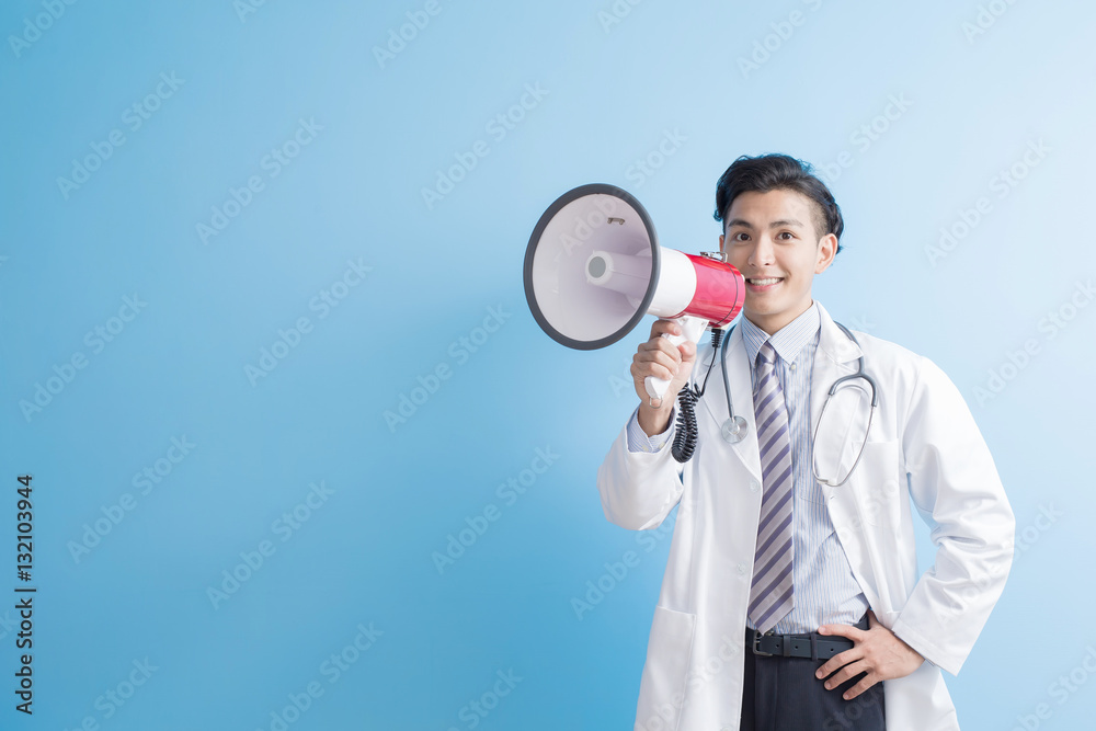 male doctor take microphone