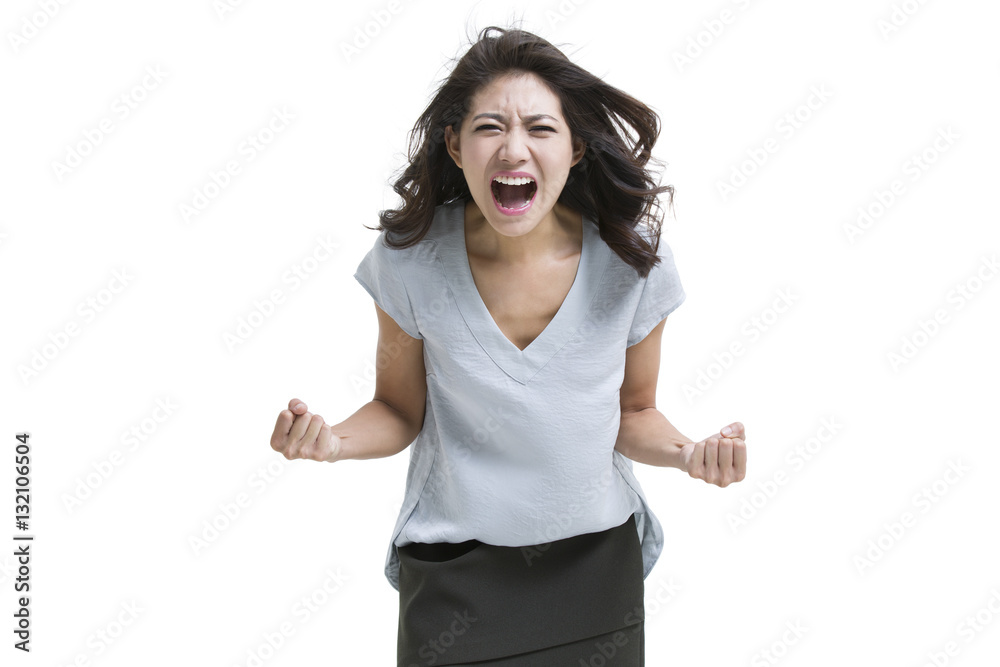 Angry young woman shouting