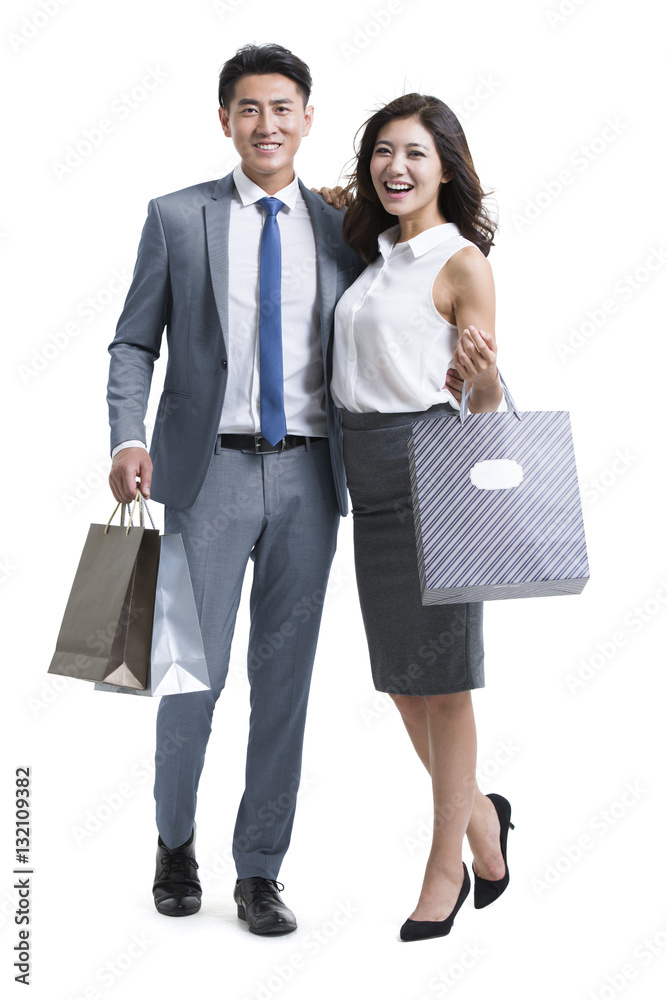 Happy young couple shopping