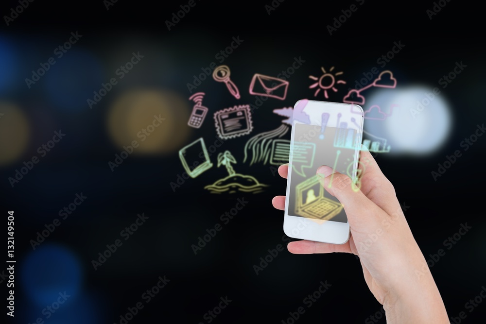 Composite image of hand showing smartphone 3d 