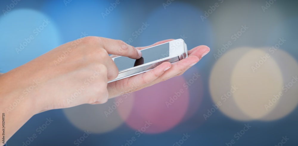 Composite image of hands showing smartphone 3d 