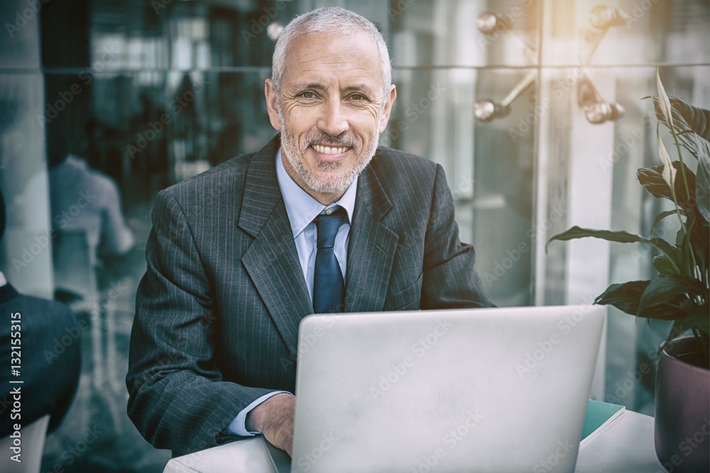 Businessman working on laptop