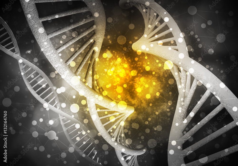 DNA molecules background, 3D rendering