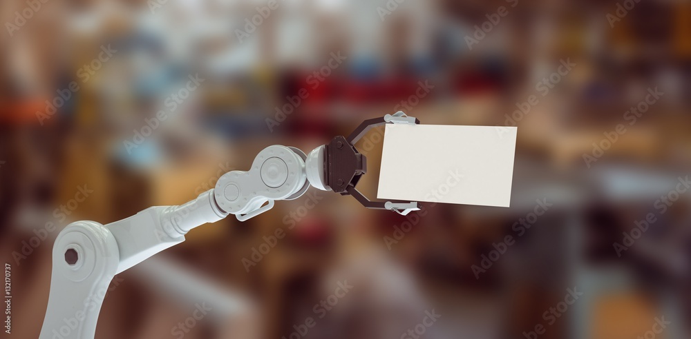 Composite image of hydraulics arm holding placard 3d