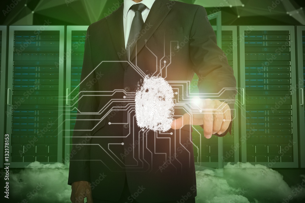 Composite image of businessman pointing