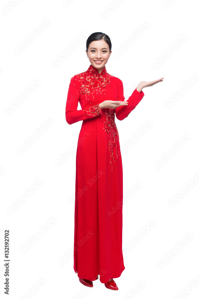 Portrait of a beautiful Asian woman on traditional festival cost