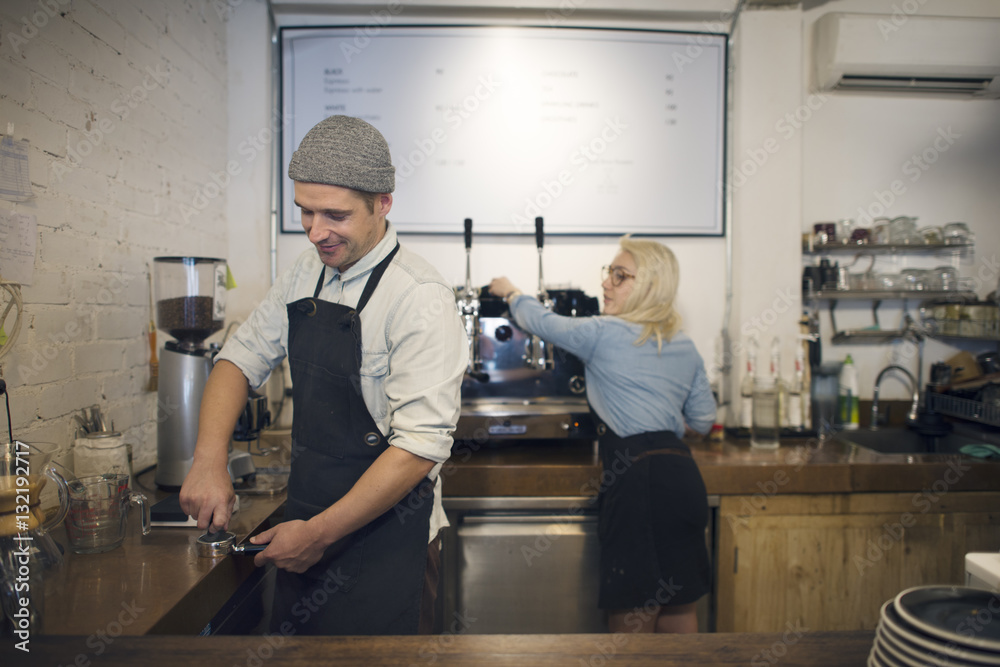 Barista Professional Staff Steam Cafe Coffee Service Concept