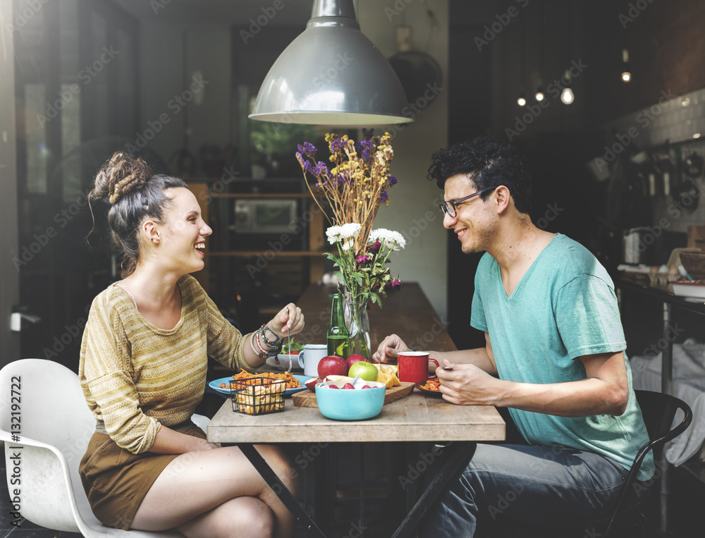 Couple Eating Food Meal Dating Romance Love Concept