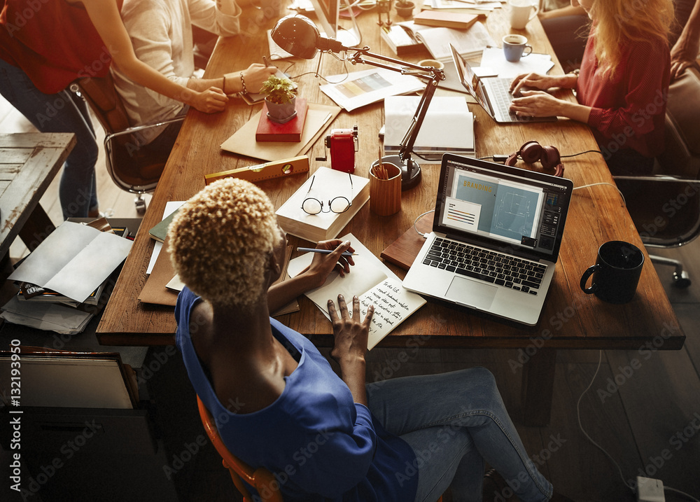 African Descent Brainstorming Working Workplace Concept