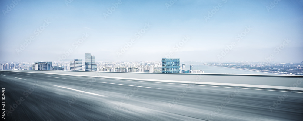 modern office buildings in hangzhou new city from elevated road