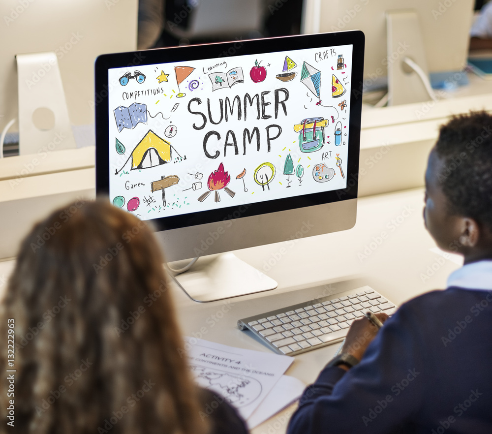 Summer Kids Camp Adventure Explore Concept