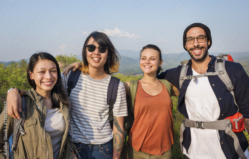 Diverse Friends Posing Outdoors Concept