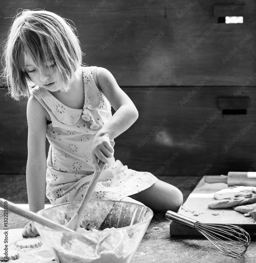 Little Girl Baking Cookies Concept