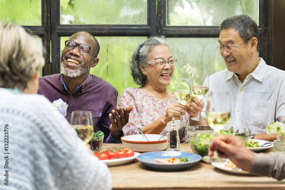 Group of Senior Retirement Meet up Happiness Concept