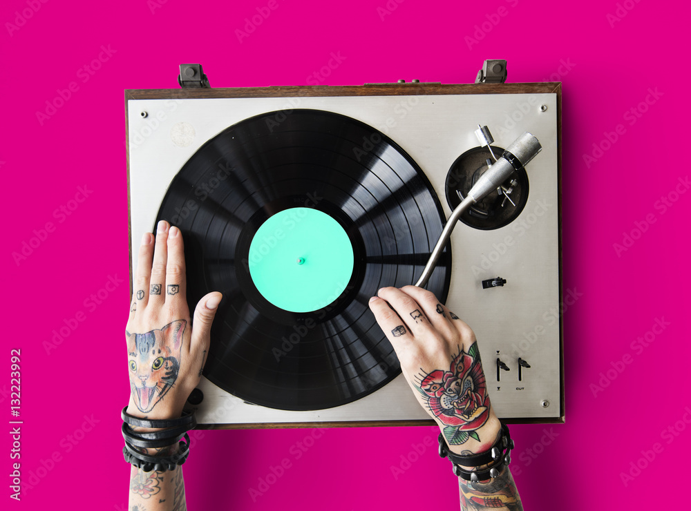 Vinyl Audio Music Rhythm Playing Tattoo Art Concept