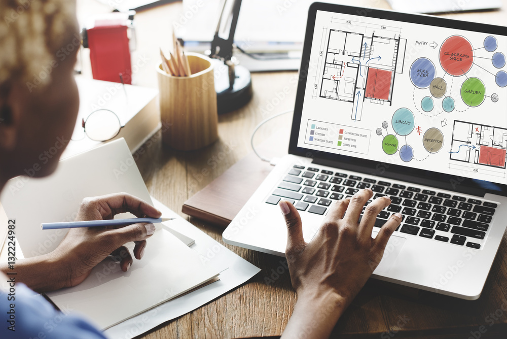 Office Floor Plan Sketch Drawing Concept