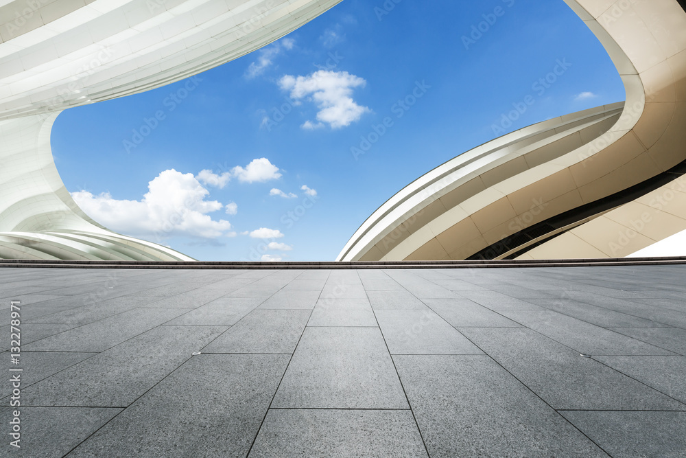 Empty floor and modern architectural passageway