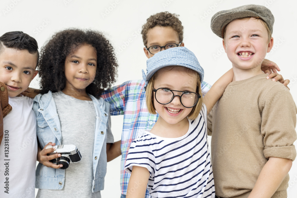 Casual Children Cheerful Cute Friends Kids Concept