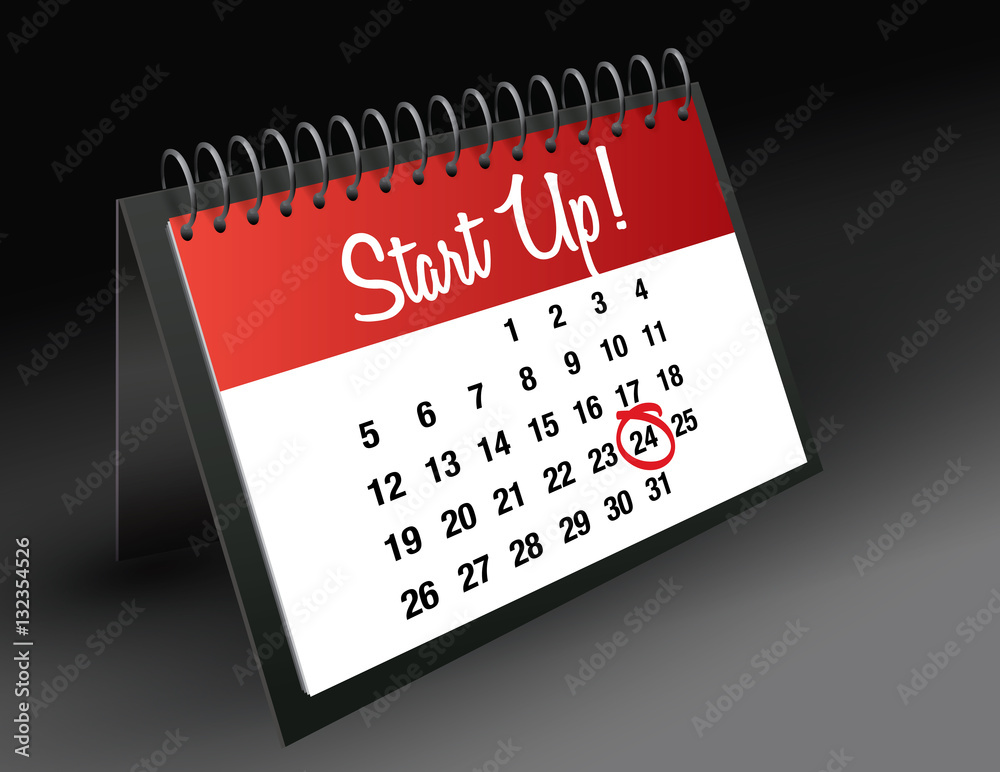 Start Up mark on calendar, vector illustration