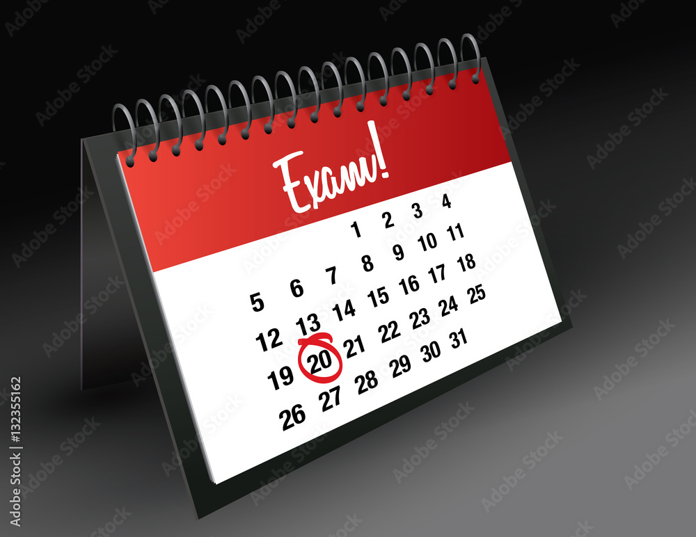 Exam Day mark on calendar, vector illustration