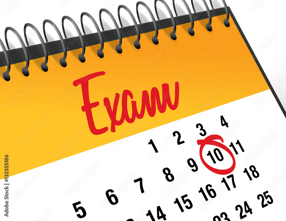 Exam Day mark on calendar, vector illustration