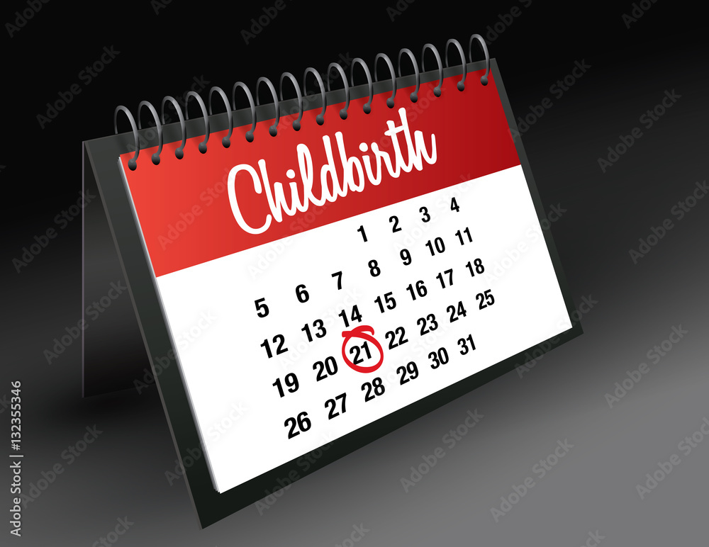 Childbirth Day mark on calendar, vector illustration