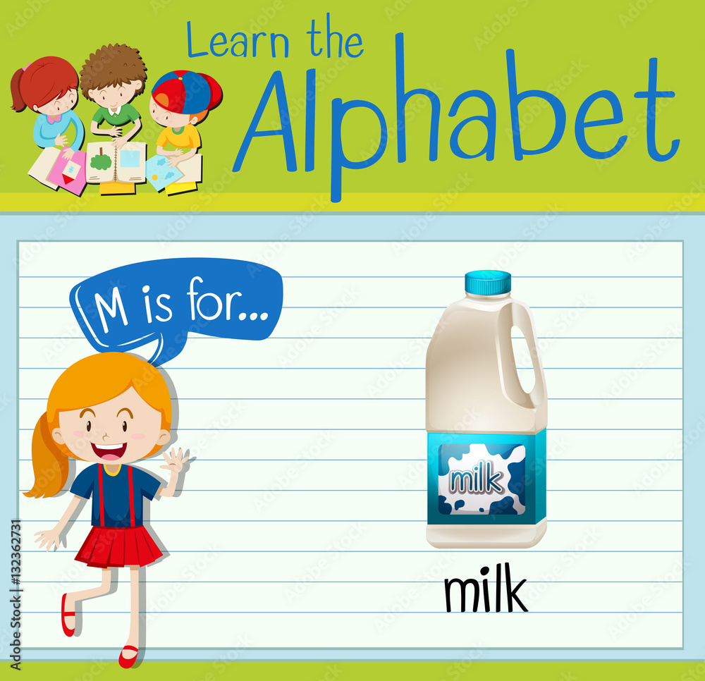 Flashcard letter M is for milk