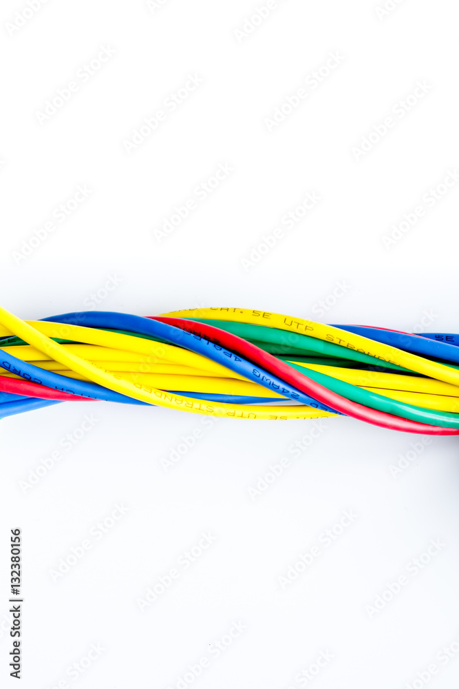 concept network internet cable on white background top view