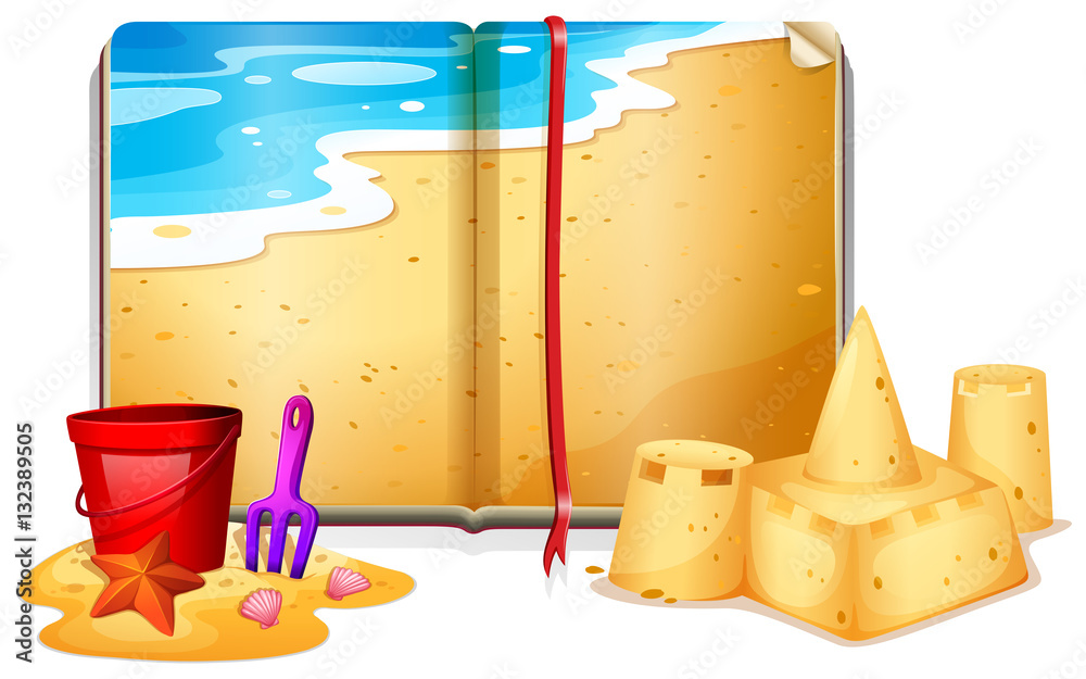 Book with beach scene