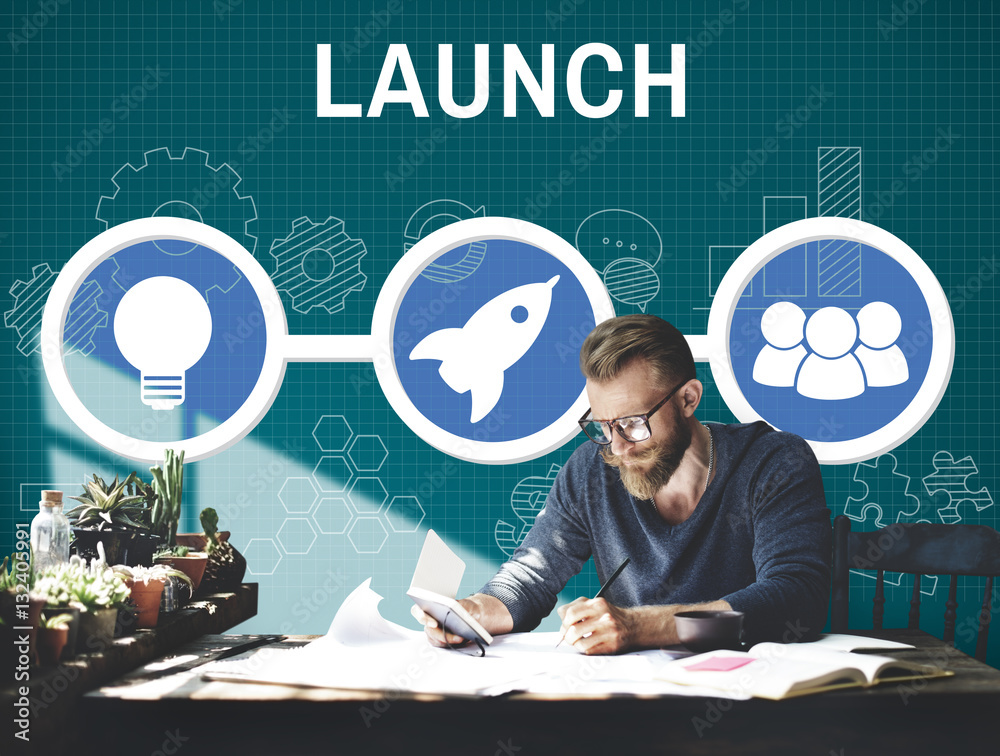 Start Up Business Rocket Ship Graphic Concept