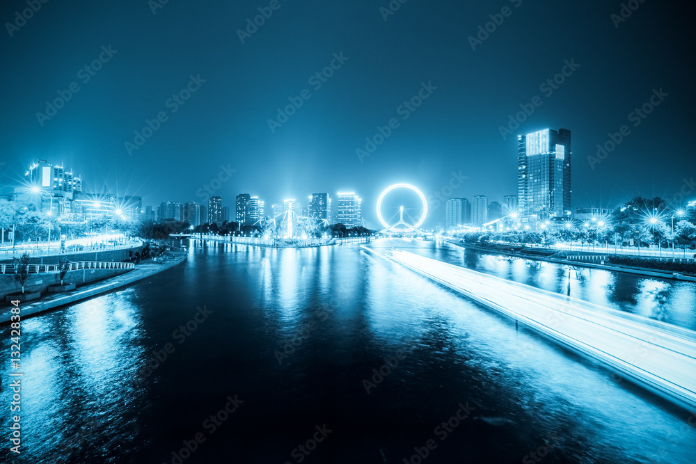 tianjin haihe river at night