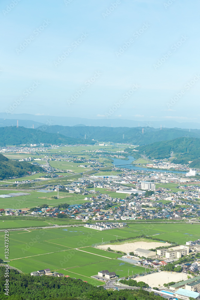 鏡山からの唐津市の風景