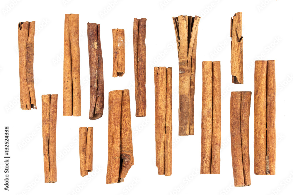 Cinnamon sticks isolated on white background with clipping path