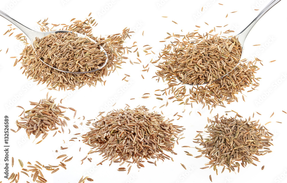 Cumin seeds isolated on white background