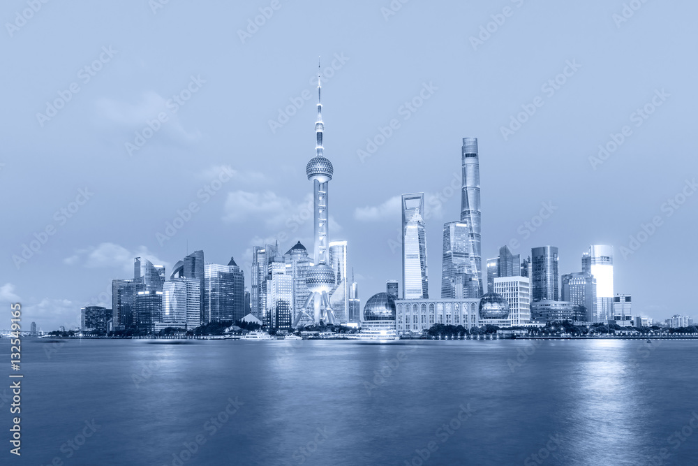 Beautiful Shanghai skyline at night,modern urban background