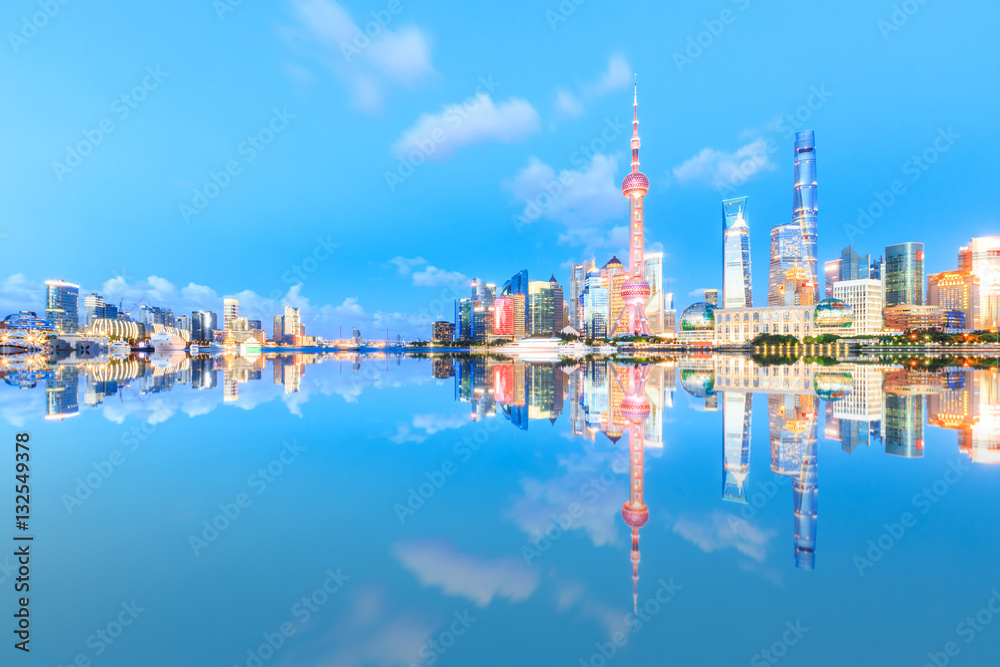 Beautiful Shanghai skyline at night,modern urban background