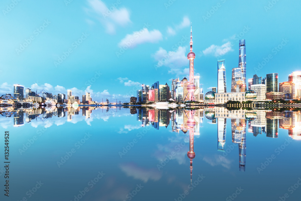 Beautiful Shanghai skyline at night,modern urban background