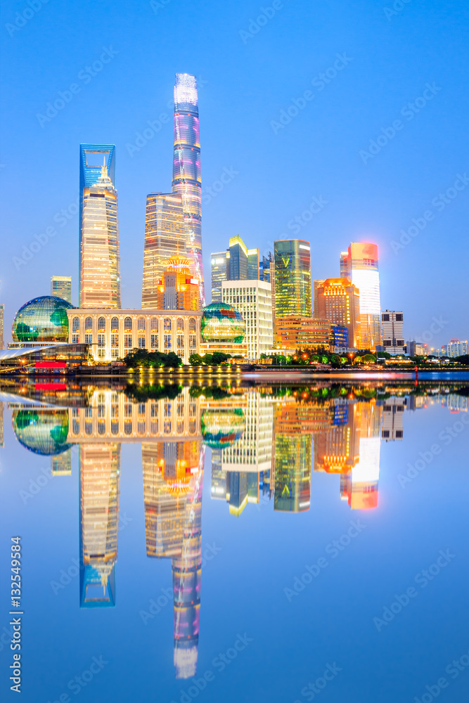 Beautiful Shanghai skyline at night,modern urban background