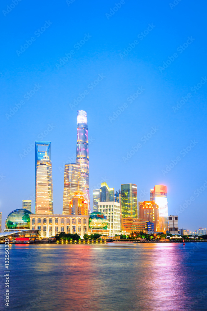 Beautiful Shanghai skyline at night,modern urban background